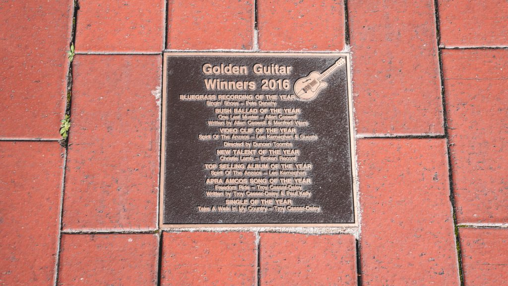 Golden Guitar Awards Winners Plaques in Peel street Tamworth
