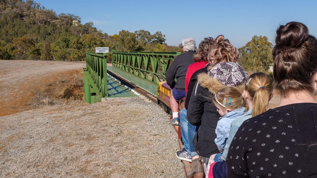People riding the miniature railway in Tamworth