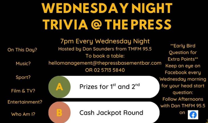 TRIVIA AT THE PRESS BASEMENT BAR